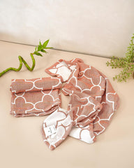 Debaans Bamboo Hand Towels 400 Gsm | Ultra Soft, Quick Dry, Antibacterial | Multiple Colors & Designs (Quatrefoil Rust) - Set Of 2