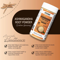 Iyush Herbal Ayurveda Ashwagandha Powder, Help Boost Immunity & Overall Health, 100% Forest Variety Herbs | 100gm 0.2lbs Each Pack Of 2