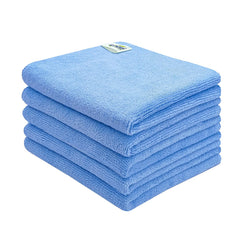 Softspun Microfiber Cleaning Cloths Towel 300 Gsm | Thick Lint & Streak-Free Multipurpose Cloths Automotive Microfibre Towels For Car, Bike Cleaning Polishing Washing Pack Of 5 (Sky Blue)
