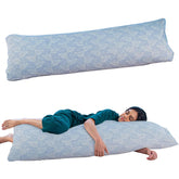 Full Body Hug Pillow For Sleeping, Memory Foam Pillow, Blue - 54 L X 20 W Inch | Micro Fiber Pillow For Body Support, Pregnancy Long Pillow For Bed, Side Sleeper, Washable Cover