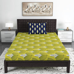1 Single Bedsheet With 1 Pillow Cover - 57 X 87 Inches, Blue & Green | Skin Friendly Fabric For Everyday Use - Soft, Breathable & Comfortable Sleeping