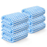 Heart Home Microfiber Soft Face Towels 1300 Gsm | Quick Dry & Absorbent Hanging Hand Towels Zig Zag - Blue (Pack Of 6)
