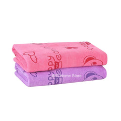 Jbg Home Store Kids Bath Towel 500 Gsm | Premium Microfiber Quick Drying Towels For Babies, Cartoon Print Wash Dry Cloth Towel (Pink & Purple Bear) - 2 Pcs
