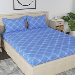 Premium Cotton Bedsheet For Double Bed King Size With 2 Pillow Covers - (108 X 108 Inches) Blue | Ideal For All Season Comfortable Bedsheet