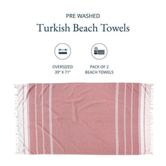Lane Linen Turkish Beach Towel 699 Gsm | Oversized Lightweight Quick Dry Sand Free, Multipurpose, Absorbent, Hibiscus Beach Towel (2 Pack)