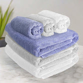 Heelium Bamboo Towel Set 3 Bath & 3 Hand Towel 1900 Gsm | Super Soft & Antibacterial Towel (Light Grey, White, Iris)