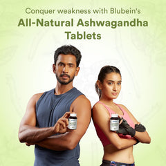 Blubein Ashwagandha Natural Stress Reliever, Enhances Physical Performance 500mg With 5% Withanolides, For Stress Relief & Anxiety Reduction | 60 Tablets 100gm 0.2lbs Each Pack Of 3