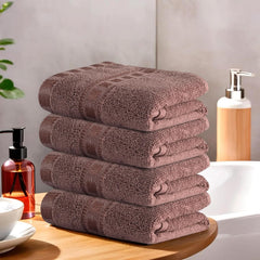 Kuber Industries Cotton Hand & Face Towels 200 Gsm | Easily Washable Workout Gym Napkins For Men | Pocket Towel - Brown (Pack Of 4)