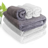 Heelium Bamboo Towel Set 3 Bath & 3 Hand Towel 1900 Gsm | Super Soft & Antibacterial Towel (Light Grey, Grey, White)