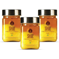 Premium A2 Bilona Gir Cow Desi Ghee By Gir Amritphal | Good Source Of Healthy Desi Cow Ghee For Overall Health | 900ml (300ml * 3) 30.4 Ounce | Container Jar