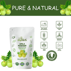 Myherb 100% Natural Organic Amla Indian Gooseberry Powder (Dry), For Skin & Hair Care Food Grade, For Men & Women | 227gm 0.5lbs