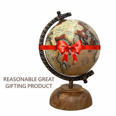Small Globe 5 Inch With Antique Arc & Handmade Base For Home Decor, Office Table, Kids Room Decor, Gift For Students, Brown, Pack Of 1