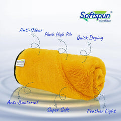 Softspun Microfiber Bath Towel 221 Gsm | Ultra Absorbent Super Soft & Comfortable Quick Drying For Men & Women Daily Use Extra Large Size Towel (Orange)