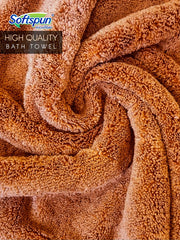 Softspun Microfiber High Loop Hair & Face Care Bath Towel 450 Gsm | Ultra Absorbent Super Soft & Comfortable Quick Drying Extra Large Towel (Brown)