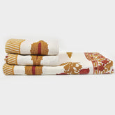 Easygoods Waffle 1 Bath & 2 Hand Towels Beautiful Pure Cotton Hand Block Printed Soft Water Absorbent Towels 250 Gsm (Carrot Red) | Pack Of 3