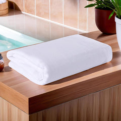 Kuber Industries Cotton Bath Towels 400 Gsm | Super Soft Swimming & Bathing Towel Travel Cotton Towel & Gamcha - White (Pack Of 1)