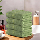 Urbane Home Cotton Hand/Face Towels 800 Gsm | Easily Washable Workout Gym - Green (Pack Of 4)