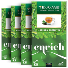TE-A-ME Moringa Enrich Green Tea - Pack Of 4 X 25 Tea Bags | Promotes Glowing Skin - Enriched With Turmeric, Ginger, Triphala & Amla
