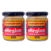 Premium A2 Gir Cow Ghee By oRegion | Delicious & Nutritious Healthy Desi Cow Ghee Good For Strengthens Bones | 200ml (100ml * 2) 6.7 Ounce | Jar Pack