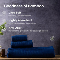 Mush Bamboo Luxurious 2 Bath + 2 Hand & 2 Face Towel 1800 Gsm | Ultra Soft, Absorbent & Antimicrobial Towel (Navy & Grey) -6 Piece