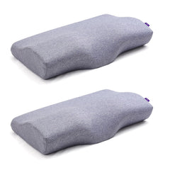 Ultimate Contour Cervical Neck Pillows, For Pain Relief Sleep | Improves Posture & Spinal Alignment | Neck Cushion With Ultra Responsive Memory Foam & Skin Friendly Cover, Gray - Pack Of 2