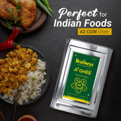 Natural Premium A2 Cow Ghee By Brahmras | Rich In Vitamins Using Traditional Bilona Method Cow Ghee Good For Cooking | (5 Litr) 169.0 Ounce | Tin Pack