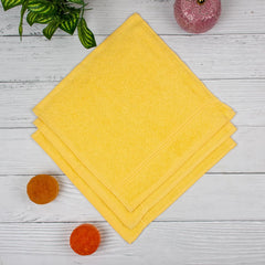 Jenny Denial 100% Cotton Soft Face Towel 1300 Gsm | Super Absorvent & Quick Dry - Pack Of 10 Pcs (Yellow)