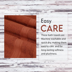 Ambra Linens Highly Absorbent Towels Set 500 Gsm | 100% Cotton Soft And Plush All Seasons Use, Large Everyday Use, Durable | 4 Pcs Hand Towel Set (Dark Rust)