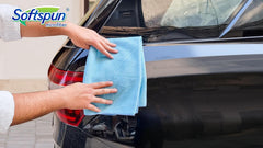 Softspun Microfiber Waffle Weave Cloths Towel 350 Gsm | Multipurpose Highly Absorbent Lintstreak Free Wash Cloth (5 Piece) -Yellow & Sky Blue