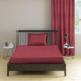 1 Plain Single Flat Bedsheet With 1 Pillow Cover - 54 X 90 Inches, Maroon | Breathable & Skin Friendly Bedsheet | Ideal For Hotel, Guest House, Bedroom