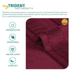 Mytrident Face Towels 600 Gsm | Nectar Soft Collection Wash Towel For Men & Women Face Towels - Berry Wine (3 Pcs)