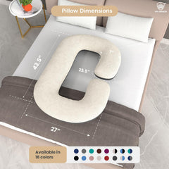Full Body C Shape Pregnancy Pillow For Women, Maternity Pillow, Black & Cream | Pillow Gift For Pregnancy Sleeping, Premium Velvet Cover With Zip | Adjustable, Relieves Pain, Multipurpose
