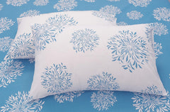 1 Single Bedsheet With 1 Pillow Cover | Durable & Long Lasting Fabric, Easy Hand & Machine Wash | Size - 55 X 88 Inches, Blue & White