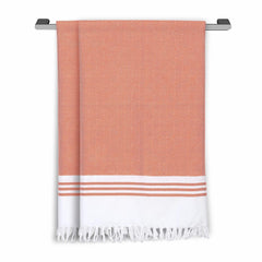 Ecosense Premium Large Cotton Non-Terry Bath Towels 600 Gsm | Soft Absorbent & Comfortable Bath Towels Large Size | Quick Dry Gym, Travel - Orange (Pack Of 2)