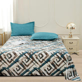 Bedsheets For Double Bed With 2 Pillow Cover - 92 X 98 Inches, Cyan & White | Satin Finish Microfiber Queen Size Bedsheet | Skin Friendly & Breathable Fabric