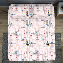 King Size 1 Double Bedsheet With 2 Pillow Covers - Size 108 X 108 Inches, Multicolor | Soft Feel Wrinkle Resistance | Durability & Comfort, Breathable