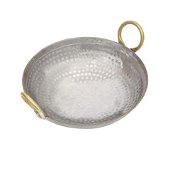 Heavy Base Silver Iron Matthar Or Hammered Kadhai, 700ml | Kadai With Handle For Kitchen - Deep Frying Kadai Free Stainless Steel Scrubber