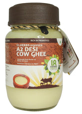 Organic A2 Desi Cow Ghee By 18 Herbs Organics Health With Herbs | Traditional Handmade Bilona Method Healthy Desi Cow Ghee Helps Nourish The Brain | (200ml) 6.7 Ounce | Jar Pack