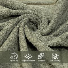 Akiko Home 100% Cotton Essential Series Face Towel 600 Gsm | Soft Absorbent & Durable Washcloth For Men & Women, Compact Travel Towel -Pack Of 4 (Green)