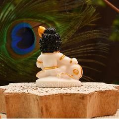 Baby Krishna Bal Gopal Murti, Decorative Showpiece, God Idol, Resin, White Idol, Beautiful Design, Handcrafted By Indian Artisans, All Occasions, Best Gift Option, Festivals Statue