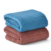 Urbanleaf Microfiber Large Bath Towel 644 Gsm | Quick Dry Super Absorbent Bath Towel For Men & Women (Blue & Coral Stripe)