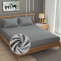 Queen Size Solid Plain Bedsheet Set Includes 2 Pillow Covers - 90 X 95 Inches, Grey | Exceptional Softness & Breathability | Premium Microfiber Material
