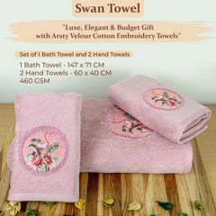 Akiko Home Prima Dream 100% Cotton 1 Bath & 2 Hand Towel 1000 Gsm | Soft, Absorbent & Durable, Cotton Bath Towel | Pack Of 3 (Peach)