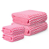 Kuber Industries Cotton Bath & Hand Towels 1400 Gsm | Quick Absorbent Easily Washable For Men & Women Workout Gym Napkins For Men - Zig Zag - Pink (Pack Of 4)
