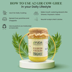 100% Natural A2 Desi Cow Ghee By Ayuda | Traditional Homemade Curd Churned Healthy Pure Desi Ghee Good For Boost Immunity | (1 Litr) 33.8 Ounce | Jar Pack
