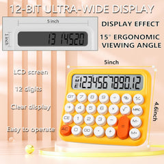 Vewingl Mechanical Switch Calculator 12 Digit, Desktop Large Display And Buttons, Calculator With Large LCD Display For Office, School, Home & Business Use, Automatic Sleep, With Battery (Yellow)