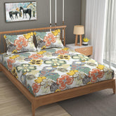 Elastic Fitted Double Bedsheets For King Size With 2 Pillow Covers - 72 X 78 X 10 Inches, Multicolor | Premium Heavy Cotton All Around Elastic Fitted | Ideal For Hotel, Home, Bedroom