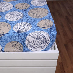 Double Bedsheet For Queen Size With 2 Pillow Covers - 60 X 78 Inches, Sky Blue & White | All Around Elastic Fitted Soft, Lightweight & Breathable Cotton Bedsheet