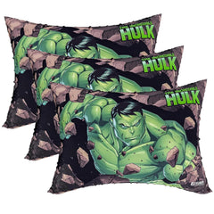Polyester Marvel Hulk Print Pillow For Kids, Green - 12x18 Inches | Super Soft Pillow Filler for Sleeping & Traveling | Easy to Carry - Ideal for Boys & Girls, Suitable For All Sleepers - 3 Pcs