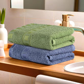 Kuber Industries Cotton Hand/Face Towels 400 Gsm | Easily Washable Workout Gym Napkins For Men (Dark Blue & Green) - Pack Of 2